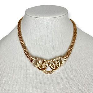Golden Circle Crystal Statement Bib Necklace